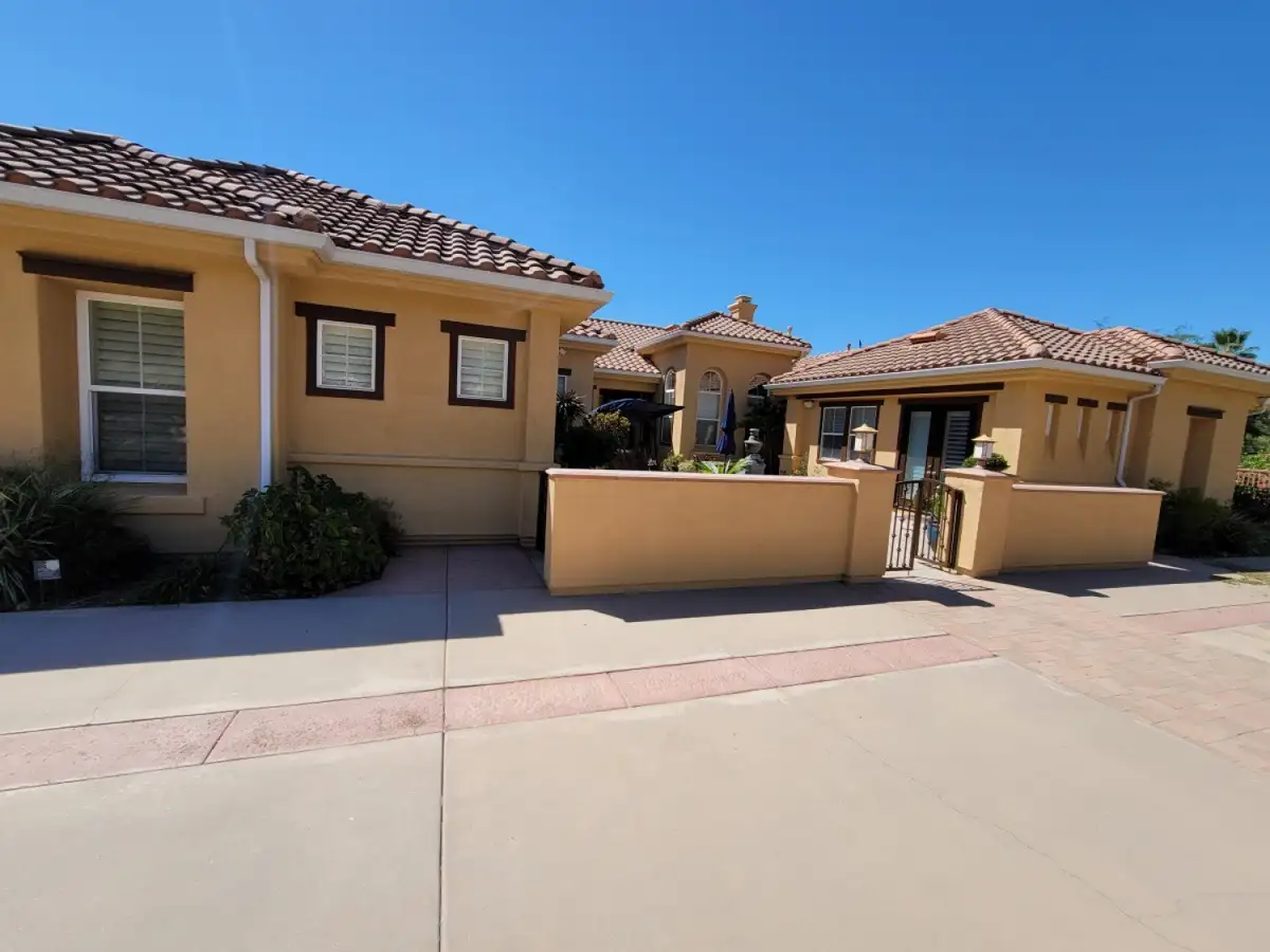 Freshly painted Mediterranean-style home exterior